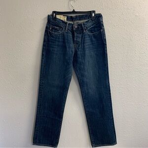Abercrombie and Fitch men’s dark wash classic straight button fly jean’s 31/30